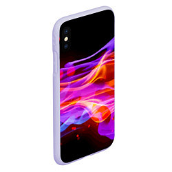 Чехол iPhone XS Max матовый Abstract colorful waves, цвет: 3D-светло-сиреневый — фото 2