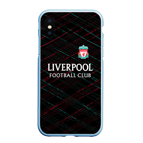 Чехол iPhone XS Max матовый Liverpool ливерпуль чёрточки / 3D-Голубой – фото 1