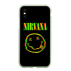 Чехол iPhone XS Max матовый Nirvana глитч, цвет: 3D-салатовый