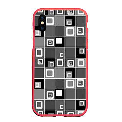 Чехол iPhone XS Max матовый Geometric shapes черно-белый
