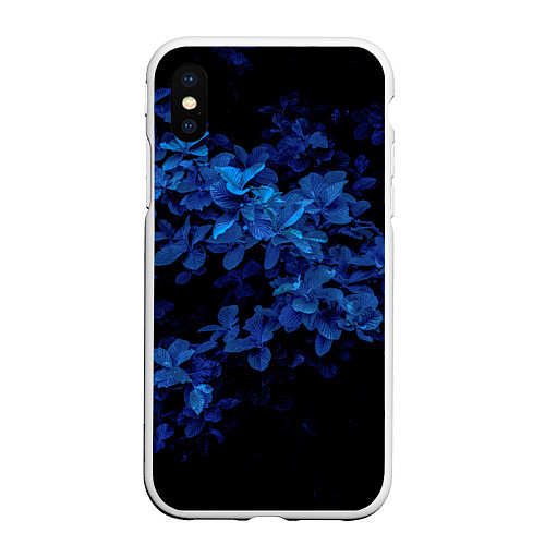 Чехол iPhone XS Max матовый BLUE FLOWERS Синие цветы / 3D-Белый – фото 1