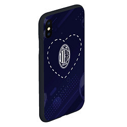 Чехол iPhone XS Max матовый Лого AC Milan в сердечке на фоне мячей, цвет: 3D-черный — фото 2