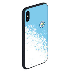 Чехол iPhone XS Max матовый Manchester city белые брызги на голубом фоне, цвет: 3D-черный — фото 2