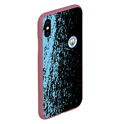 Чехол iPhone XS Max матовый Manchester city манчестер сити голубые брызги, цвет: 3D-малиновый — фото 2