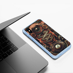 Чехол iPhone XS Max матовый Mechanical device in Steampunk Retro style, цвет: 3D-голубой — фото 2