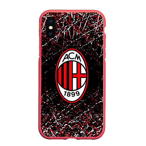 Чехол iPhone XS Max матовый Ac milan фк милан / 3D-Красный – фото 1