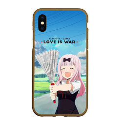 Чехол iPhone XS Max матовый Love is war, цвет: 3D-коричневый