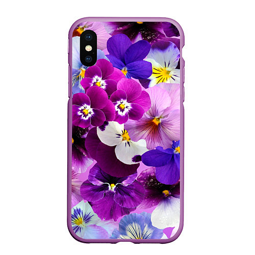 Чехол iPhone XS Max матовый CHARMING PANSIES / 3D-Фиолетовый – фото 1