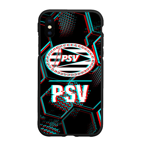 Чехол iPhone XS Max матовый PSV FC в стиле Glitch на темном фоне / 3D-Черный – фото 1