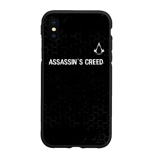 Чехол iPhone XS Max матовый Assassins Creed Glitch на темном фоне / 3D-Черный – фото 1