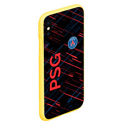 Чехол iPhone XS Max матовый Psg красные синие чёрточки, цвет: 3D-желтый — фото 2