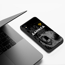 Чехол iPhone XS Max матовый Данила Россия Медведь, цвет: 3D-черный — фото 2