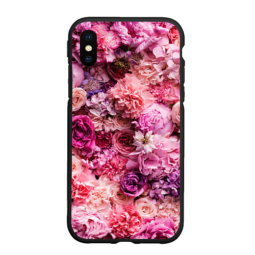 Чехол iPhone XS Max матовый BOUQUET OF VARIOUS FLOWERS / 3D-Черный – фото 1