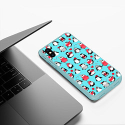Чехол iPhone XS Max матовый PENGUINS ON THE POSITIVE, цвет: 3D-мятный — фото 2