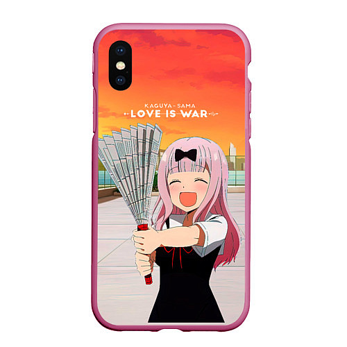 Чехол iPhone XS Max матовый Love is war Госпожа Кагуя / 3D-Малиновый – фото 1