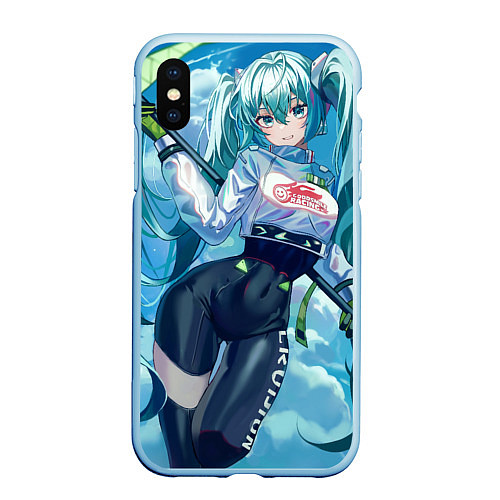 Чехол iPhone XS Max матовый Miku Hatsune racing suit / 3D-Голубой – фото 1