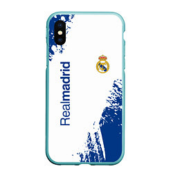 Чехол iPhone XS Max матовый Реал Мадрид краска, цвет: 3D-мятный