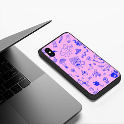 Чехол iPhone XS Max матовый Doodle different characters and elements, цвет: 3D-черный — фото 2