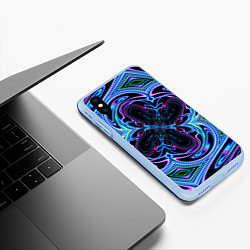 Чехол iPhone XS Max матовый Неоновые узоры и фигуры - Синий, цвет: 3D-голубой — фото 2