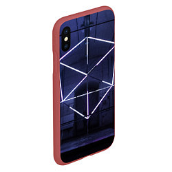 Чехол iPhone XS Max матовый Неоновый прерывистый куб во тьме - Фиолетовый, цвет: 3D-красный — фото 2