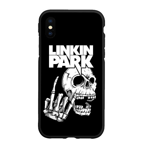 Чехол iPhone XS Max матовый Linkin Park Череп / 3D-Черный – фото 1