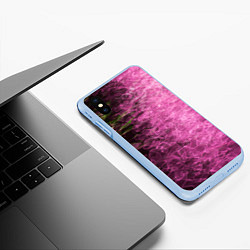 Чехол iPhone XS Max матовый Неоновые волны на воде - Розовый, цвет: 3D-голубой — фото 2