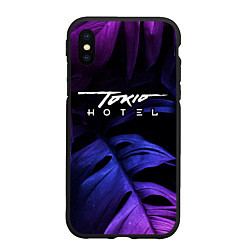 Чехол iPhone XS Max матовый Tokio Hotel Neon Monstera, цвет: 3D-черный