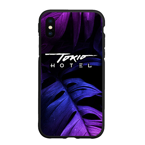 Чехол iPhone XS Max матовый Tokio Hotel Neon Monstera / 3D-Черный – фото 1