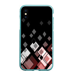 Чехол iPhone XS Max матовый Geometric pattern черно-коричневый узор Ромбы, цвет: 3D-мятный