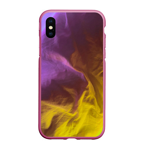 Чехол iPhone XS Max матовый Неоновые фонари на шёлковой поверхности - Фиолетов / 3D-Малиновый – фото 1