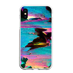 Чехол iPhone XS Max матовый Multicolored vanguard glitch, цвет: 3D-белый