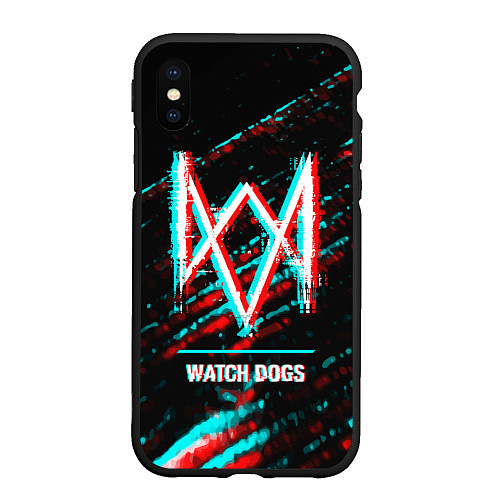 Чехол iPhone XS Max матовый Watch Dogs в стиле Glitch Баги Графики на темном ф / 3D-Черный – фото 1
