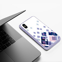 Чехол iPhone XS Max матовый Геометрический узор в бело-синий тонах, цвет: 3D-светло-сиреневый — фото 2