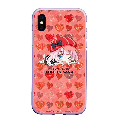 Чехол iPhone XS Max матовый Love is war - Госпожа Кагуя / 3D-Светло-сиреневый – фото 1