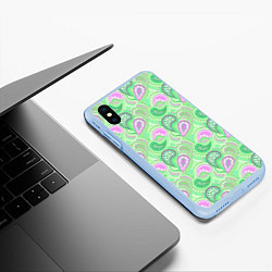 Чехол iPhone XS Max матовый Turkish cucumber green background, цвет: 3D-голубой — фото 2