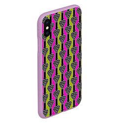 Чехол iPhone XS Max матовый Striped multicolored pattern Сердце, цвет: 3D-сиреневый — фото 2