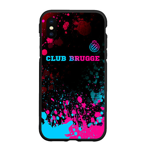 Чехол iPhone XS Max матовый Club Brugge Neon Gradient - FS / 3D-Черный – фото 1