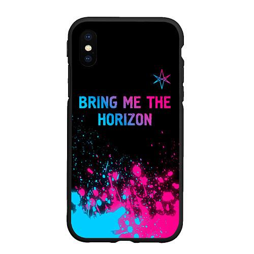 Чехол iPhone XS Max матовый Bring Me the Horizon Neon Gradient / 3D-Черный – фото 1