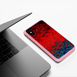 Чехол iPhone XS Max матовый Абстрактный узор мраморный красно-синий, цвет: 3D-баблгам — фото 2