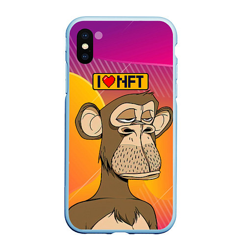 Чехол iPhone XS Max матовый Ape coin i love NFT / 3D-Голубой – фото 1