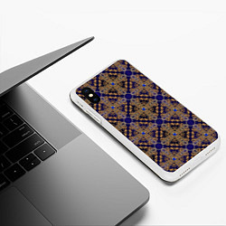 Чехол iPhone XS Max матовый Blue gold золотые узоры, цвет: 3D-белый — фото 2