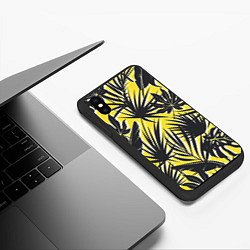 Чехол iPhone XS Max матовый Красочная Тропическая Листва, цвет: 3D-черный — фото 2