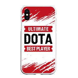 Чехол iPhone XS Max матовый Dota: красные таблички Best Player и Ultimate, цвет: 3D-белый