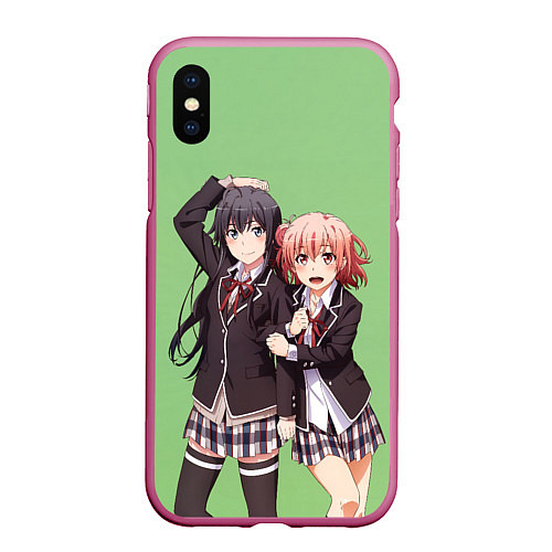 Чехол iPhone XS Max матовый Юи и Юкино OreGairu / 3D-Малиновый – фото 1