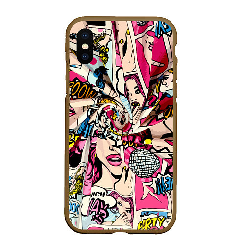 Чехол iPhone XS Max матовый Twisted pop atr pattern / 3D-Коричневый – фото 1