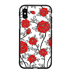 Чехол iPhone XS Max матовый BEAUTIFUL RED ROSES, цвет: 3D-черный