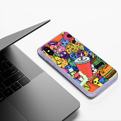 Чехол iPhone XS Max матовый Fast food pattern Pop art Fashion trend, цвет: 3D-светло-сиреневый — фото 2