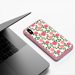 Чехол iPhone XS Max матовый SOFT PINK ROSES, цвет: 3D-малиновый — фото 2