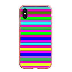 Чехол iPhone XS Max матовый Multicolored neon bright stripes, цвет: 3D-баблгам