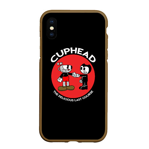 Чехол iPhone XS Max матовый Cuphead & Bendy / 3D-Коричневый – фото 1